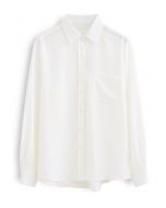 Grundlegend Sanftheit Hi-Lo Hemd in Weiß