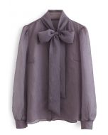 Schiere Bowknot Button-Down-Hemd in Lila
