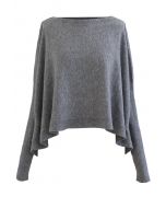 Weich Fackel Saum Kap Pullover in Grau