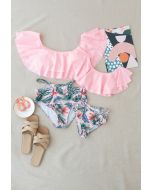 Abgestufte Schulter Tropisch Bikini Set für Mama & Kinder