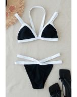 Neckholder-Bikini-Set mit Kontraststreifen