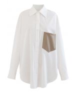 Hemd aus Kunstleder mit Taschen und Knöpfen in Weiß