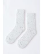 Mix Color Dots Crew-Socken aus Wollmischung in Creme