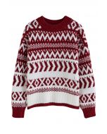 Ausgefallener Grobstrickpullover mit Fair Isle-Muster