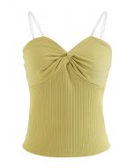 Crop-Tanktop mit verdrehten Frontperlen und Trägern in Lime