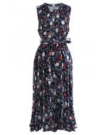 Sacred Floral ärmelloses Button-Down-Kleid in Schwarz