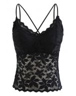 Blossom Cami-Bustier-Top mit Spitze in Schwarz