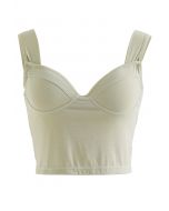 Einfarbiges Bustier-Tanktop in Erbsengrün