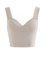 Einfarbiges Bustier-Tanktop in Taupe