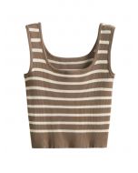 Gestreiftes Crop-Tanktop aus Strick in Braun