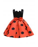 Polka Dot Bowknot Plissiertes Prinzessinnenkleid in Orange