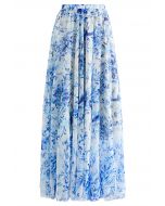 Summer Forest Bedruckter Maxirock aus Chiffon in Blau