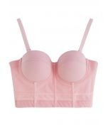 Einfarbiges Bustier-Crop-Top mit Bügeln in Pink