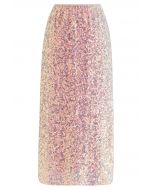 Schillernder, mit Pailletten verzierter Bleistiftrock in Pink
