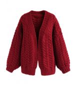 Rote Strickjacke