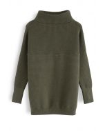 Kuscheliger, gerippter Rollkragenpullover in Army Green